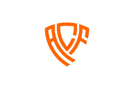 ACF creative letter shield logo design vector icon illustration