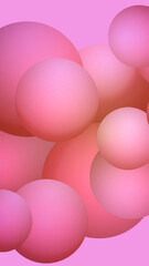 Background for phone with balloons. pink marshmallow background. Abstract background with spheres