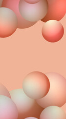 Background for phone with balloons. pink marshmallow background. Abstract background with spheres