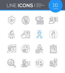 Medical professions - line design style icons set
