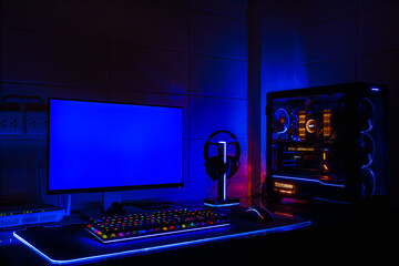 High-End Computing gaming set monitor blue screen © boygek