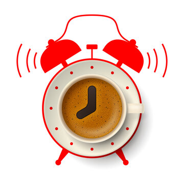 red alarm clock coffee cup clip art preview