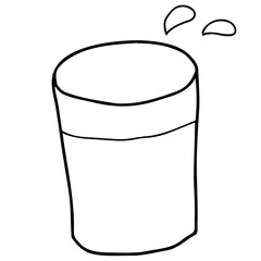 コップに入った水の線画イラスト