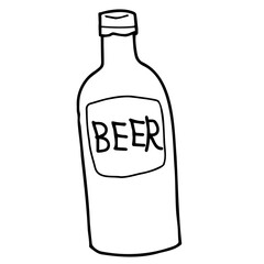 ビール瓶の手書き線画イラスト
