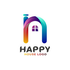 Colorful Letter N Logo With Window Icon For Real Estate Logo