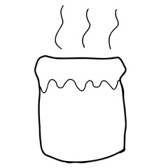 湯気が出ている湯吞の線画イラスト