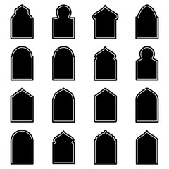 islamic window icon set vector sign symbol