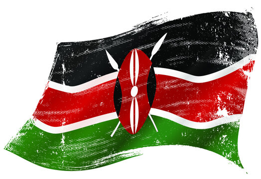 A kenyan flag in the wind with a texture