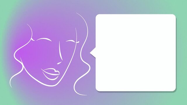 Colorful animated template with copy space showing the silhouette or portrait of a beautiful young woman, Marketing and advertising tag, quote.