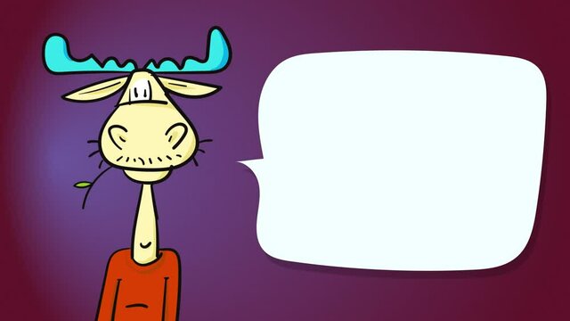 Funny animated template with copy space showing a moose, Marketing and advertising tag, quote.