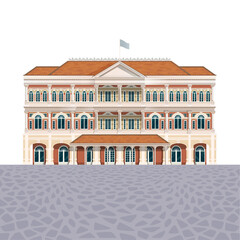 Fototapeta na wymiar House building icon, luxury hotel detailed illustration, administrative classic exterior design, front view, architecture facade isolated
