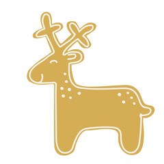 Christmas gingerbread man. Hand drawn vector illustration. Great for Xmas, New year design, greeting cards. Cute biscuit.	