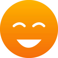 Icon, symbol or emoticon showing a happy smiling face, smily in orange,. Vector illustration