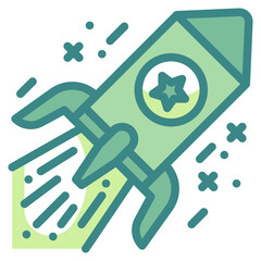 rocket blue line icon