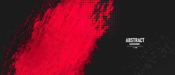Fototapeta Black and red abstract grunge background with halftone style. obraz