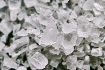 white large crystals of salt. macro. close-up