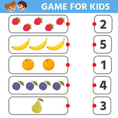 Education logic game for preschool kids. Find extra object in sequence row. Fruits. Vector illustration