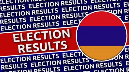 Armenia Circular Flag with Election Results Titles - 3D Illustration 4K Resolution