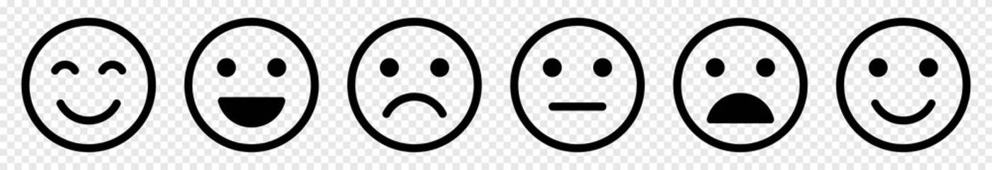 set of emoticons, Basic emoticons face collection, Line face expression different moods , emoji, Vector illustration