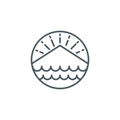 Sea and mountain logo illustration logo template. Line style logo template.