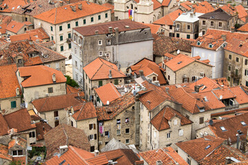 Fototapeta na wymiar View of old city houses on a summer day. Kotor. Montenegro.