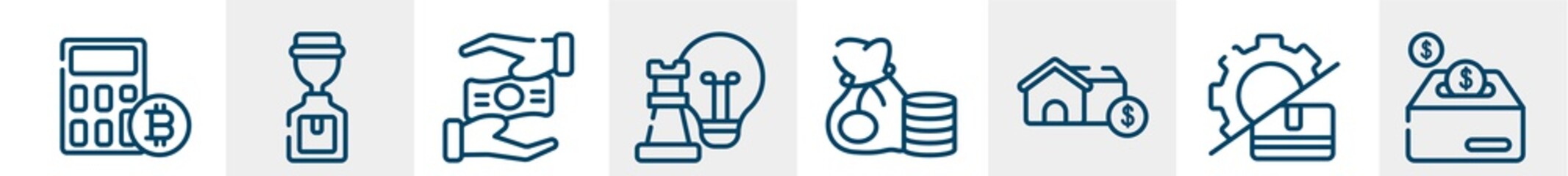 economy line icons such as old car, worldwide, oil barrel, advantage, instructions, budgeting outline vector sign. symbol, logo illustration. linear style icons set. pixel perfect vector graphics.