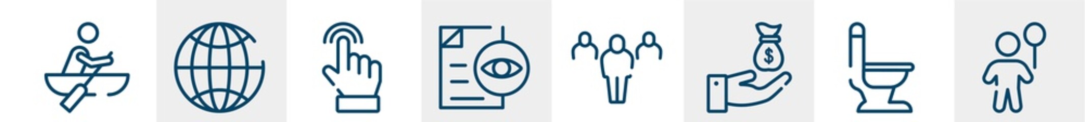 line icons such as activity, global, use, view, people, children outline vector sign. symbol, logo illustration. linear style icons set. pixel perfect vector graphics.