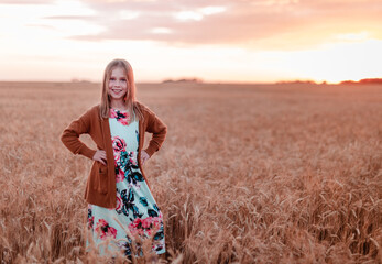 portrait of girl in the  wheat field