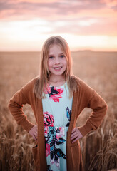 portrait of girl in the  wheat field