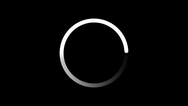 Video of the rotating loading circle. The loading symbol. Animation of the loading circle icon on a black background.