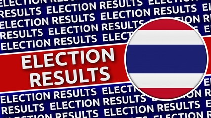 Thailand Circular Flag with Election Results Titles - 3D Illustration 4K Resolution