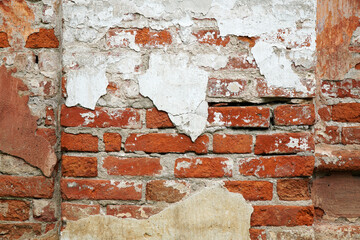 brick wall plaster old red background