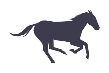 Graceful Racing Horse Silhouette, Derby, Equestrian Sport Vector Illustration