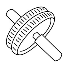 Roller for the press, for fitness. Sport equipment. Vector outline hand drawn illustration in doodle style.