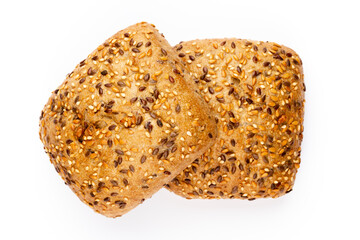 Rye eco breads on the white background.