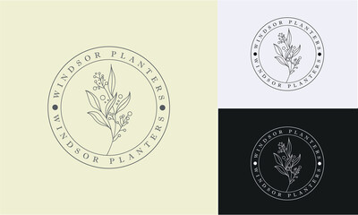 Minimalist floral logo, beautiful flower logo 
