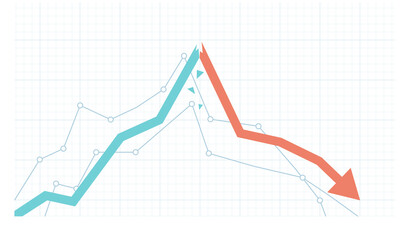 Stock market growth and sudden drawdown illustration