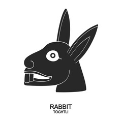  Vector icon with Glyph from Aztec calendar Tonalpohualli. Calendar day symbol Tochtli