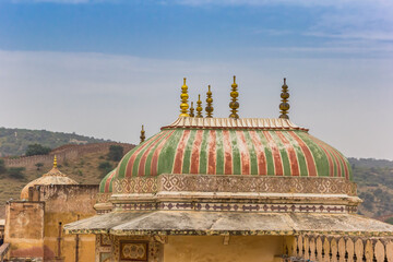 Colorful rooftop of the Amber Fort in Jaipur