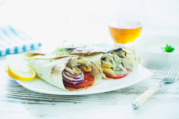 Pita gyros on the table