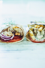 Pita gyros on the table