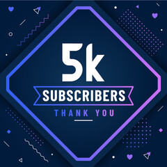 Thank you 5K subscribers, 5000 subscribers celebration modern colorful design. - obrazy, fototapety, plakaty