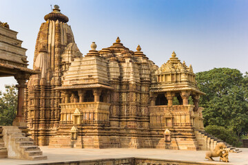Decorated temple in the historic city Khajuraho - Powered by Adobe