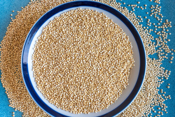 Raw quinoa top-down view