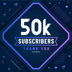 Thank you 50K subscribers, 50000 subscribers celebration modern colorful design.