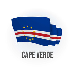 Cape Verde vector flag. Bended flag of Cape Verde, realistic vector illustration