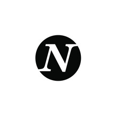 "N" company name initial letter monogram. N company logo vector. N letter on the black solid circle.