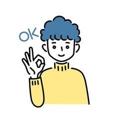 OKサインをする男性のイラスト