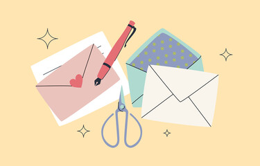 Letters, Pen, And Scissors