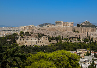Naklejka premium View of Athens with Acropolis hill, Greece